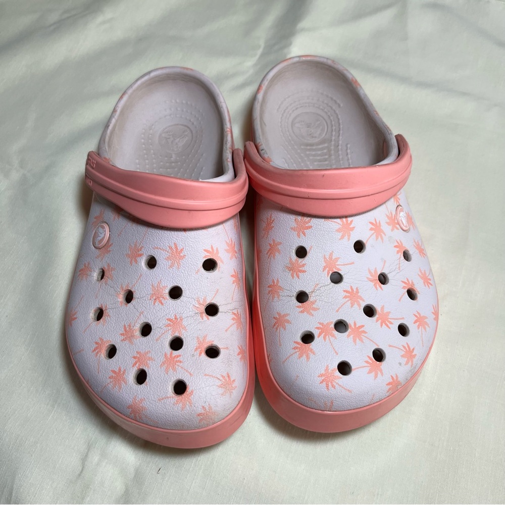 CROCS Cream & Peach Clogs-Palm Trees
